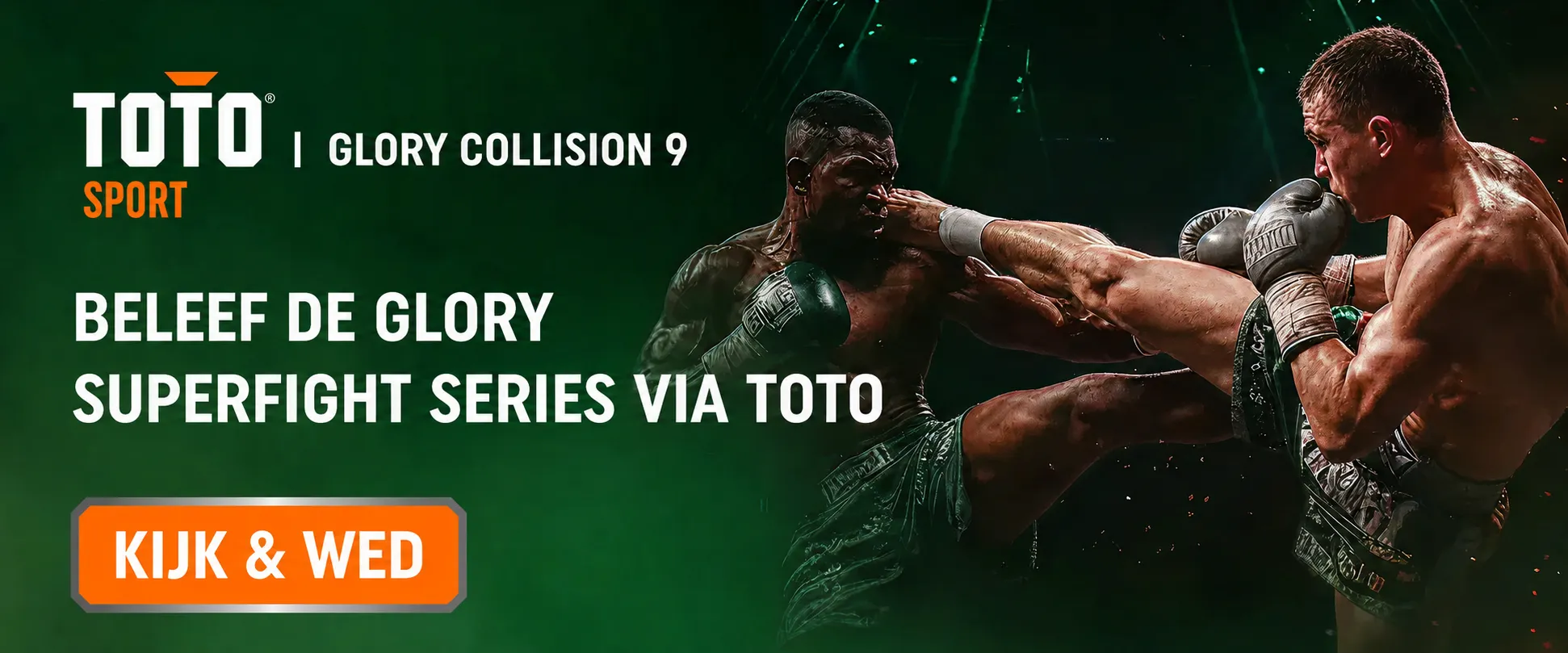 TOTO Sport GLORY Collision 9 superfight serie met twee vechters in actie