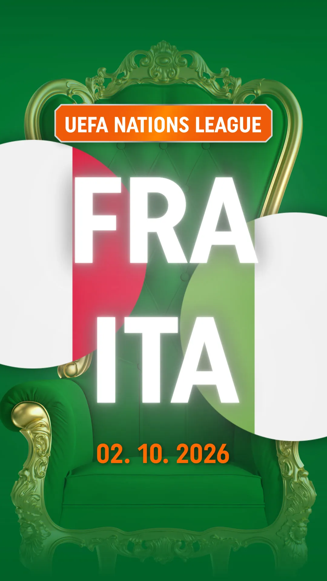 UEFA Nations League wedstrijd Frankrijk tegen Italië op 2 oktober 2026