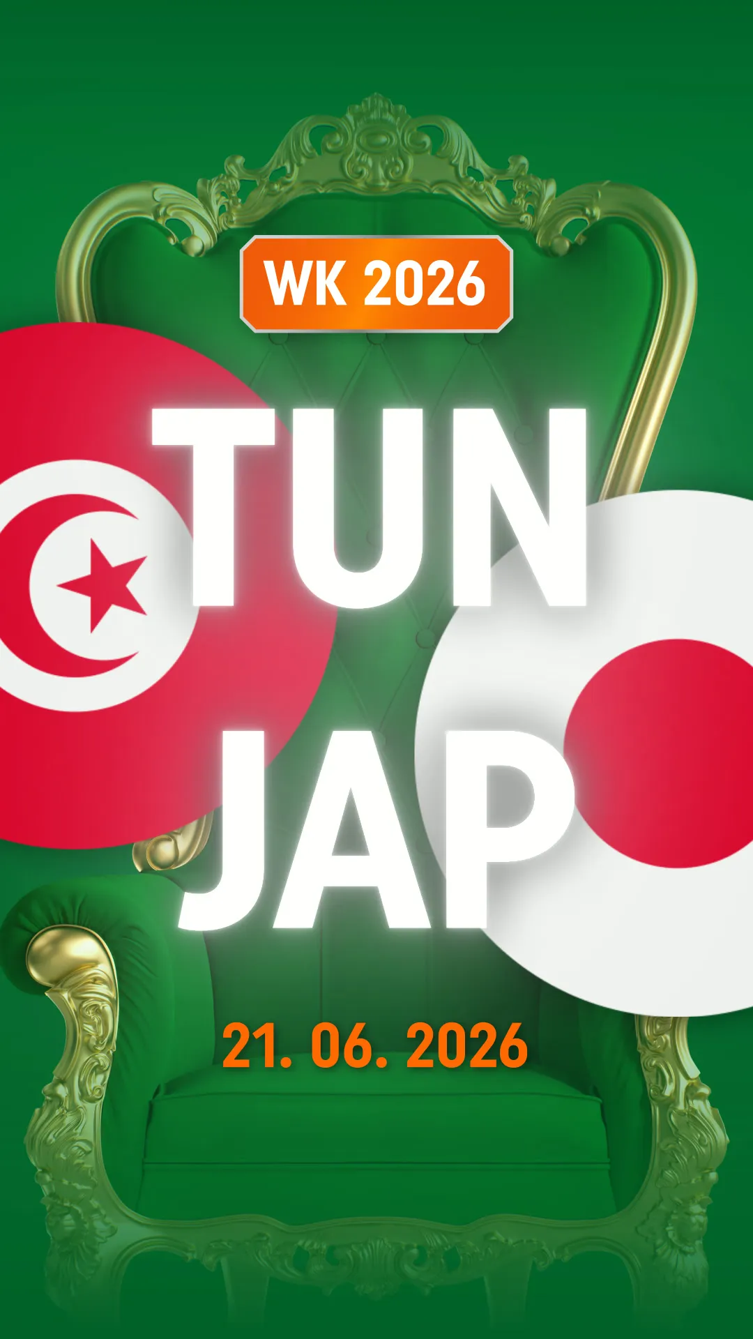 WK 2026 wedstrijd tussen Tunesië en Japan op 21 juni 2026