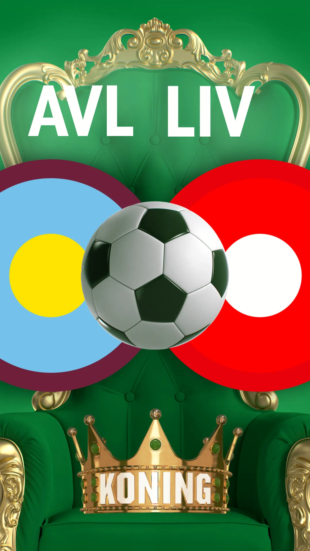 Voetbalwedstrijd AVL tegen LIV met koningsstoel en voetbal