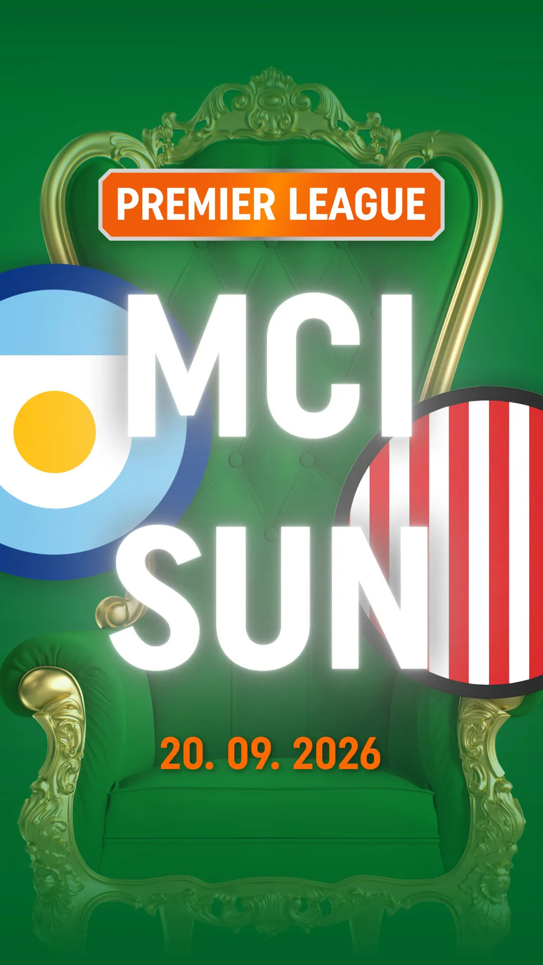 Premier League wedstrijd Manchester City tegen Sunderland op 20 september 2026
