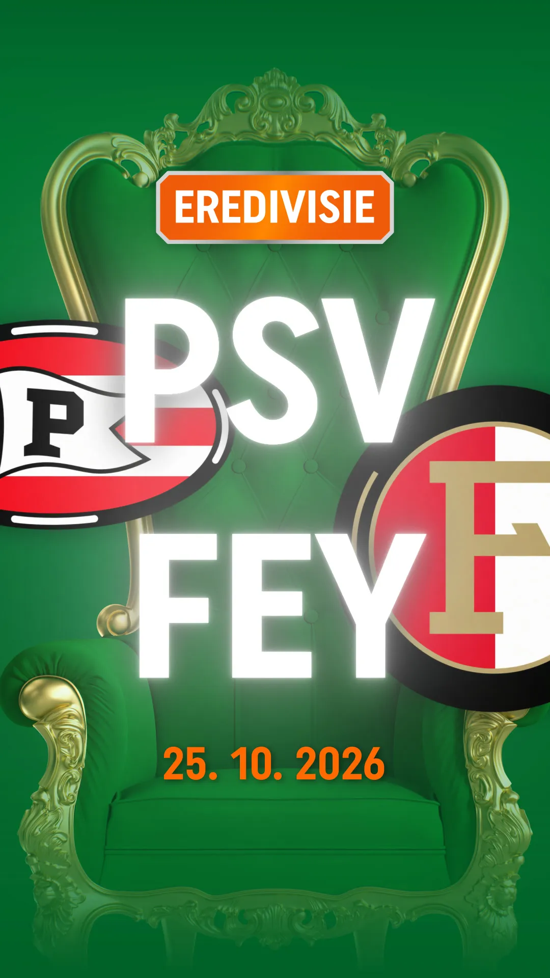 Erwedstrijd tussen PSV en Feyenoord op 25 oktober 2026