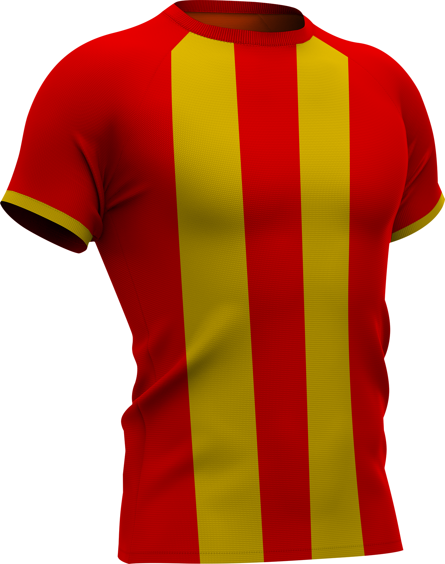 Rood shirt met gele strepen
