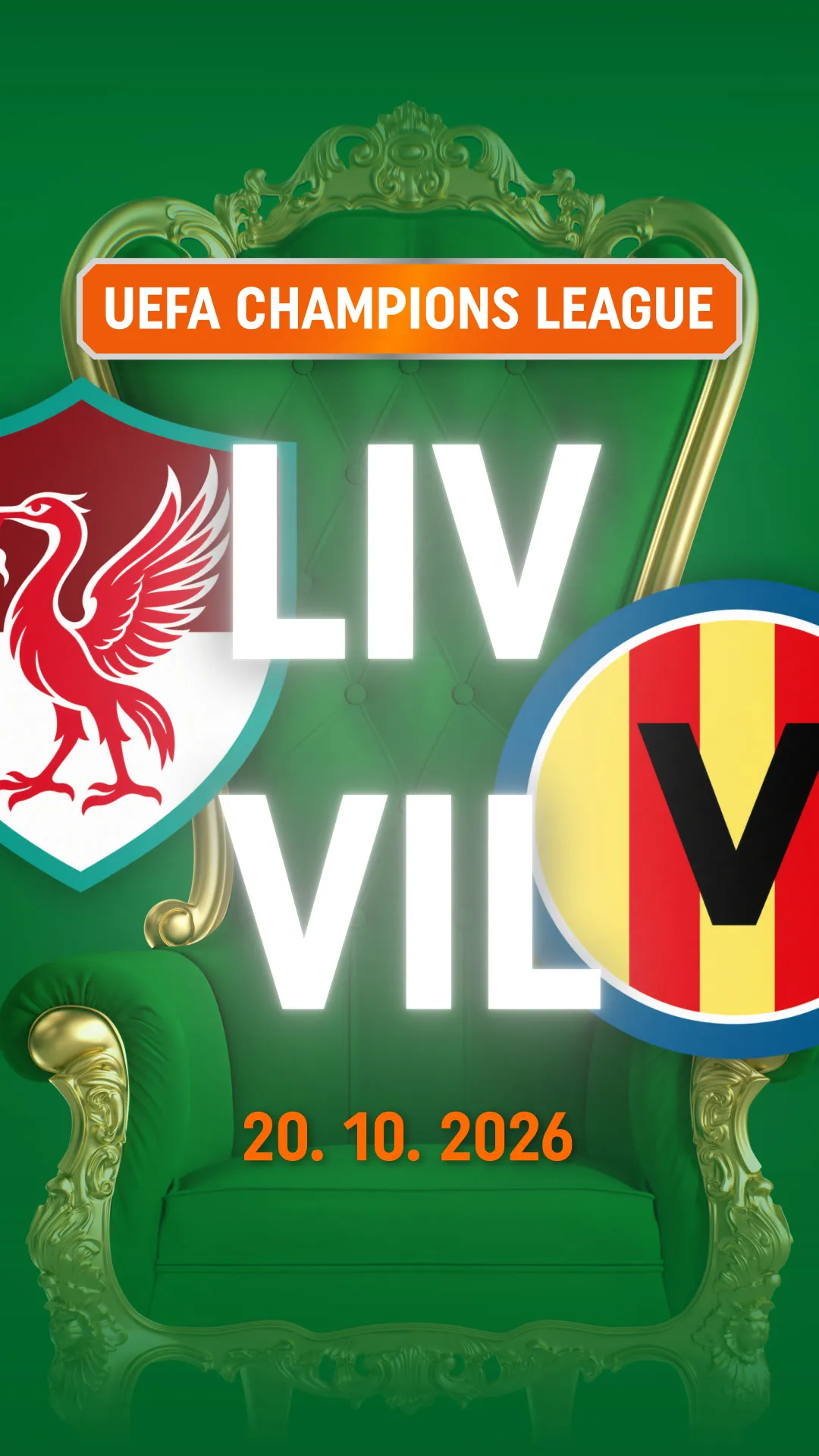 UEFA Champions League wedstrijd Liverpool tegen Villarreal op 20 oktober 2026