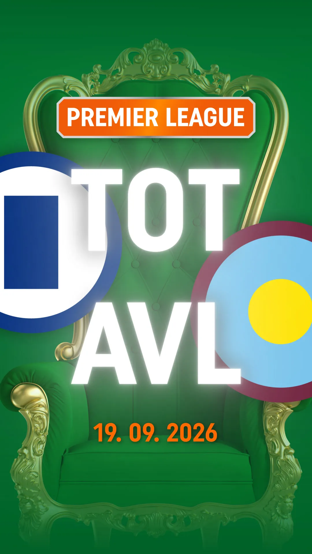 Premier League wedstrijd TOTO TOT tegen AVL op 19.09.2026