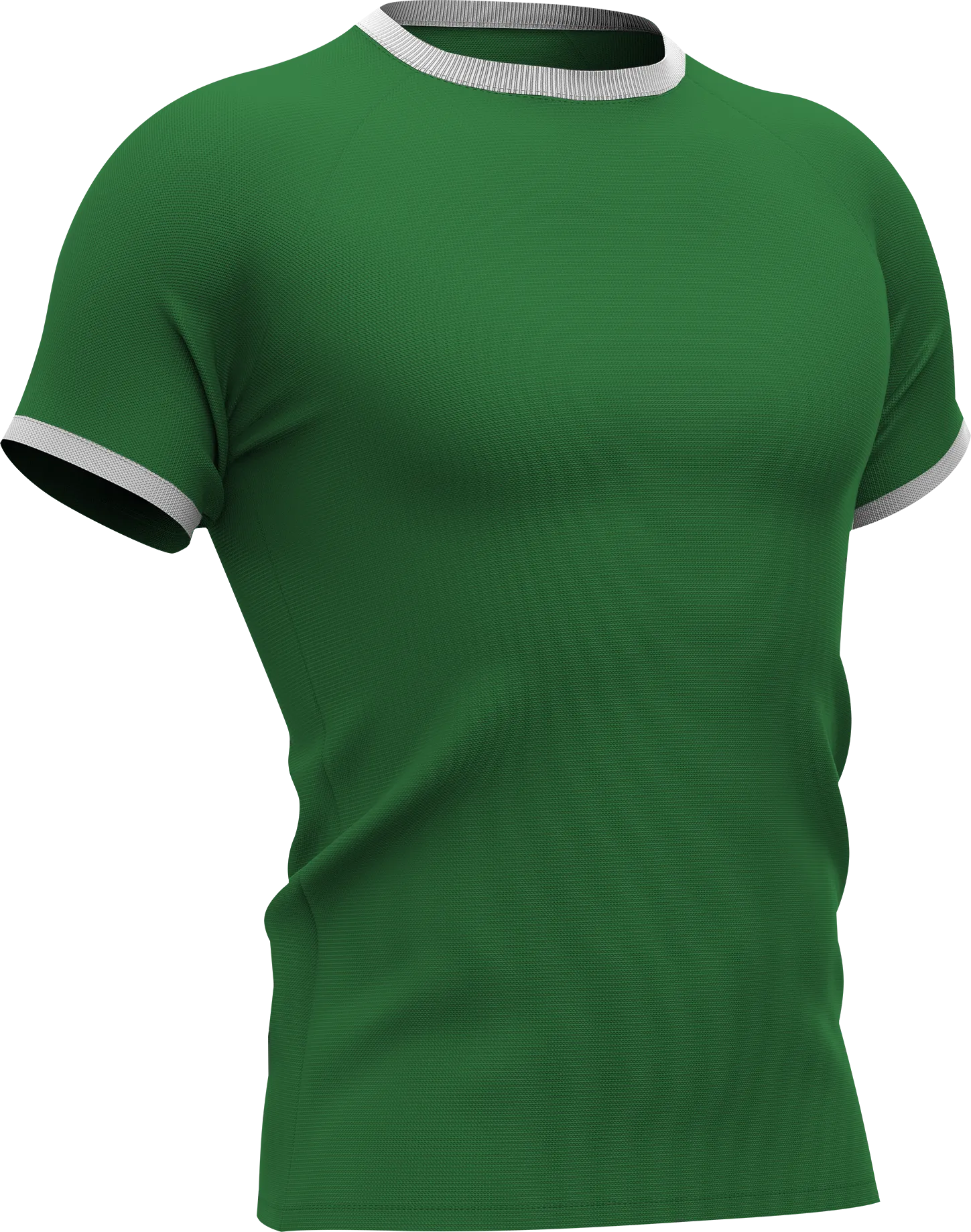 Groen sportshirt met witte boorden