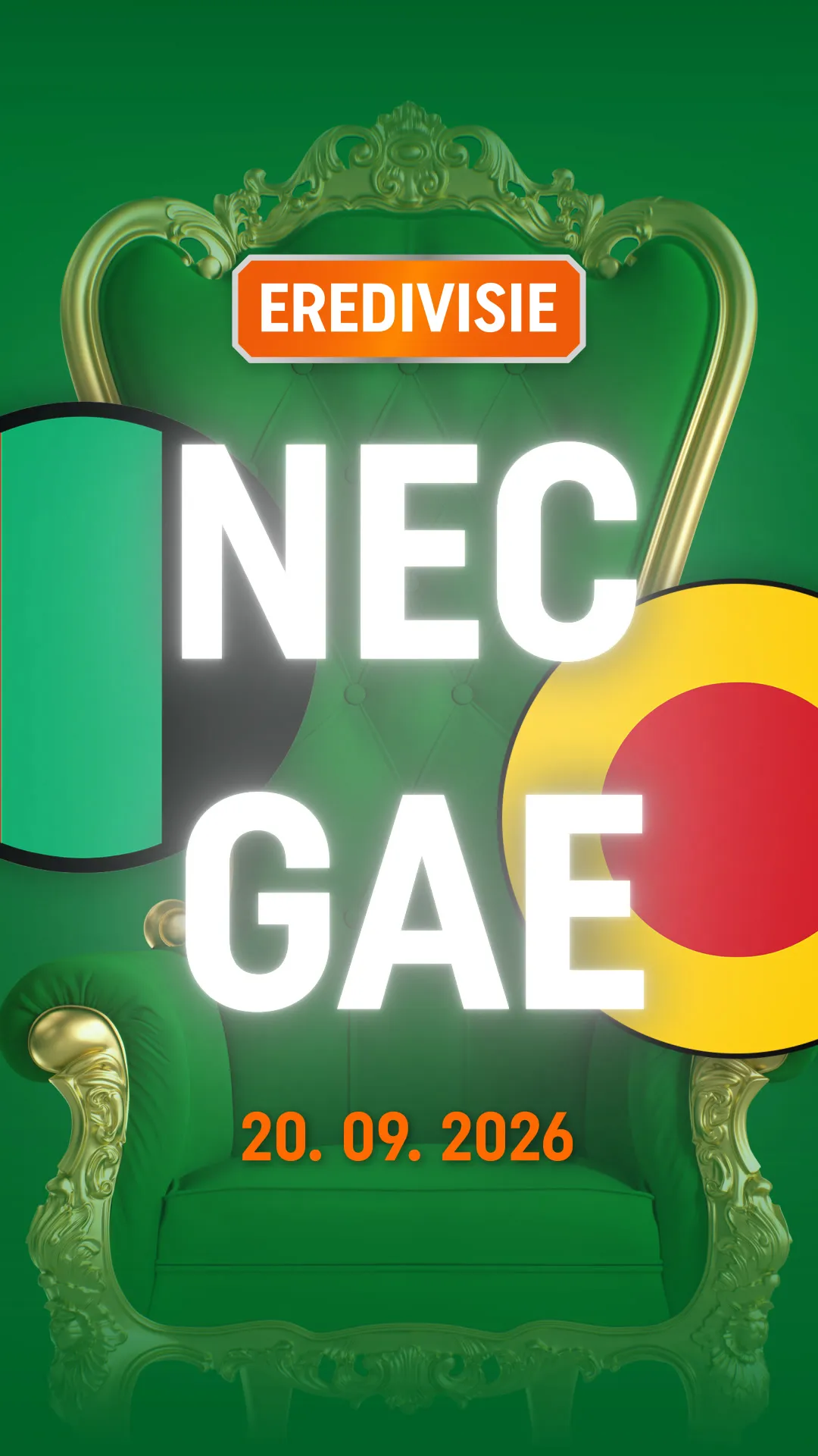 Eredivisie wedstrijd NEC tegen GAE op 20 09 2026