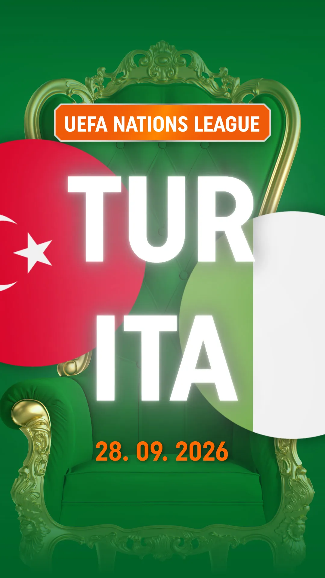 UEFA Nations League wedstrijd Turkije tegen Italië op 28 september 2026