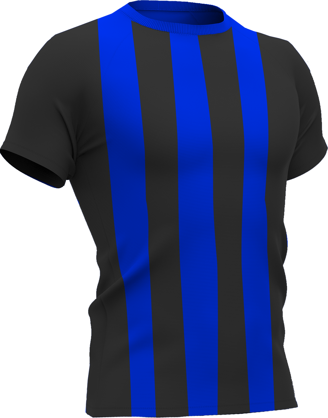 Thuisshirt van Club Brugge met brede verticale strepen in zwart en koningsblauw.