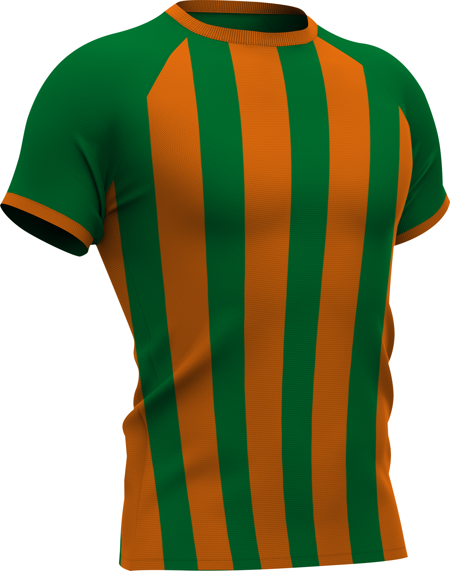 Sportshirt in groene en oranje verticale strepen