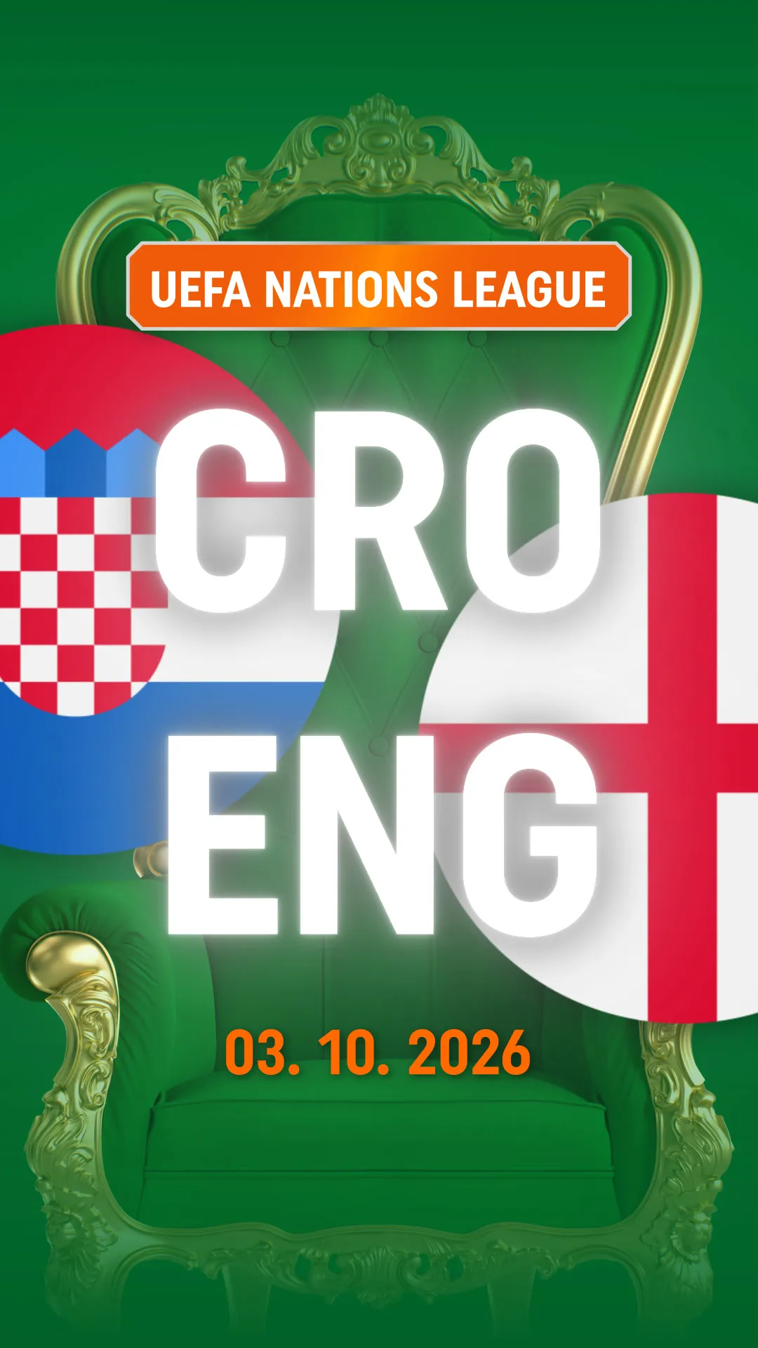UEFA Nations League wedstrijd Kroatië tegen Engeland op 3 oktober 2026