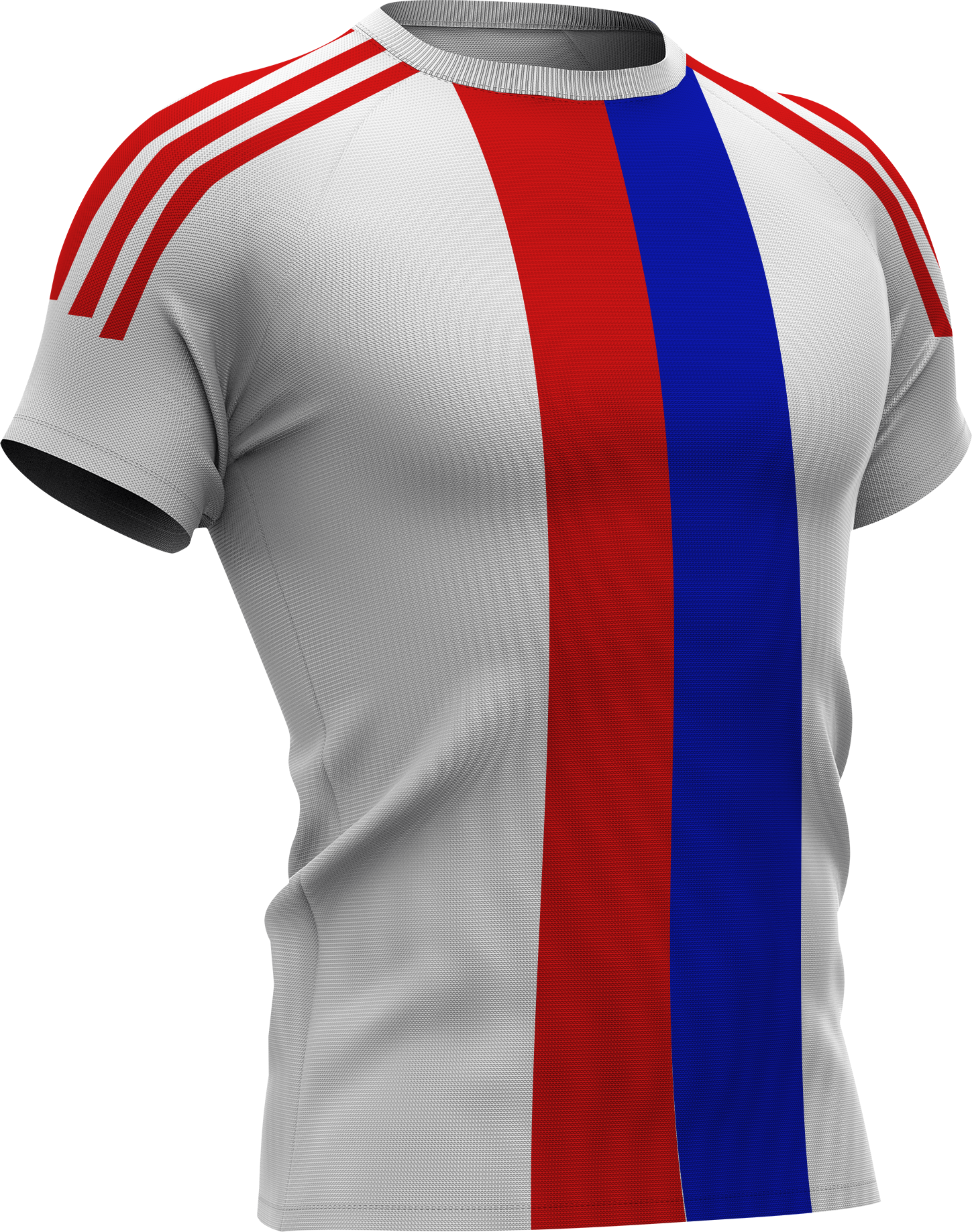 Sportshirt met rode, blauwe en witte strepen