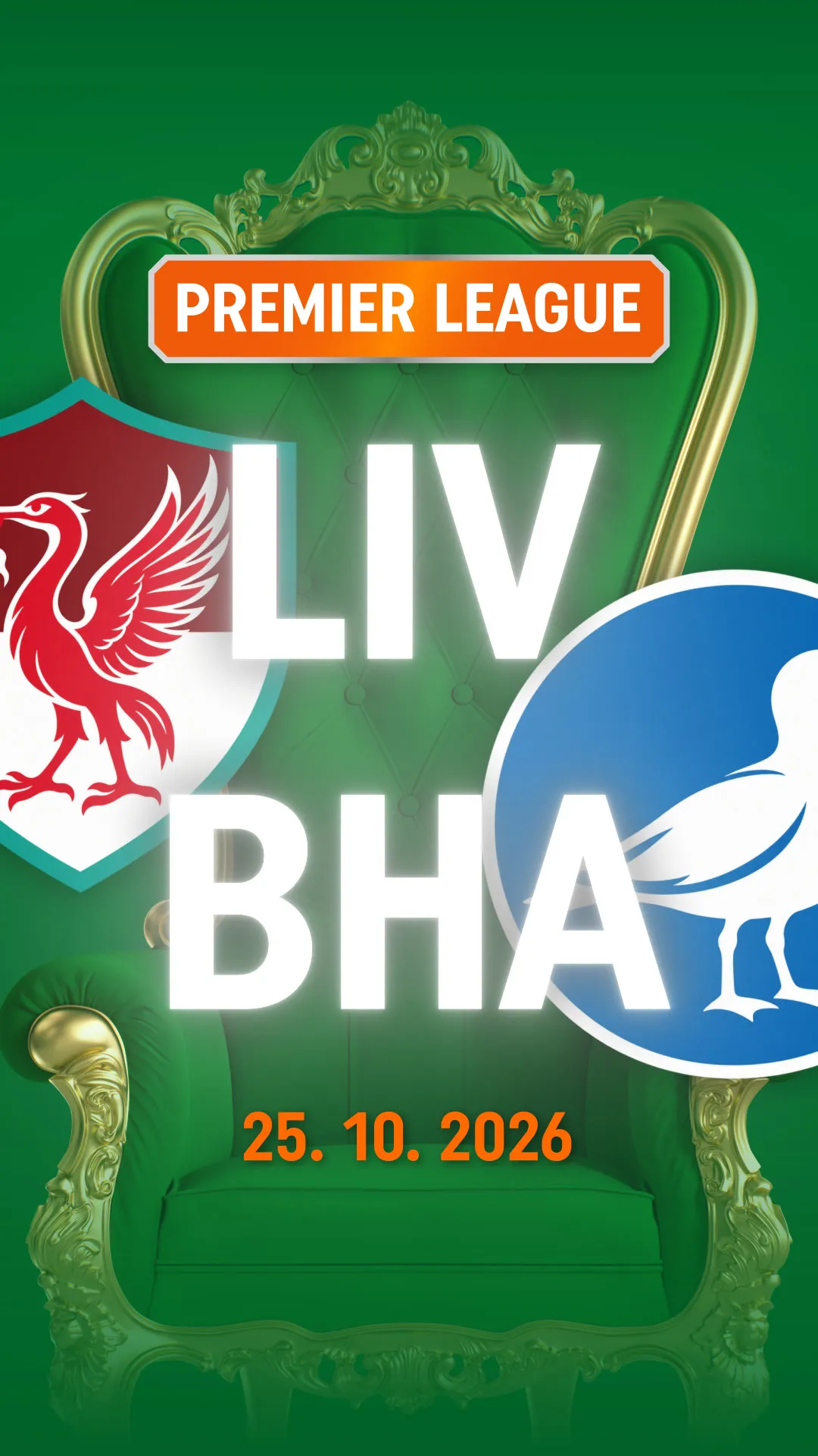 Premier League wedstrijd Liverpool tegen Brighton op 25.10.2026