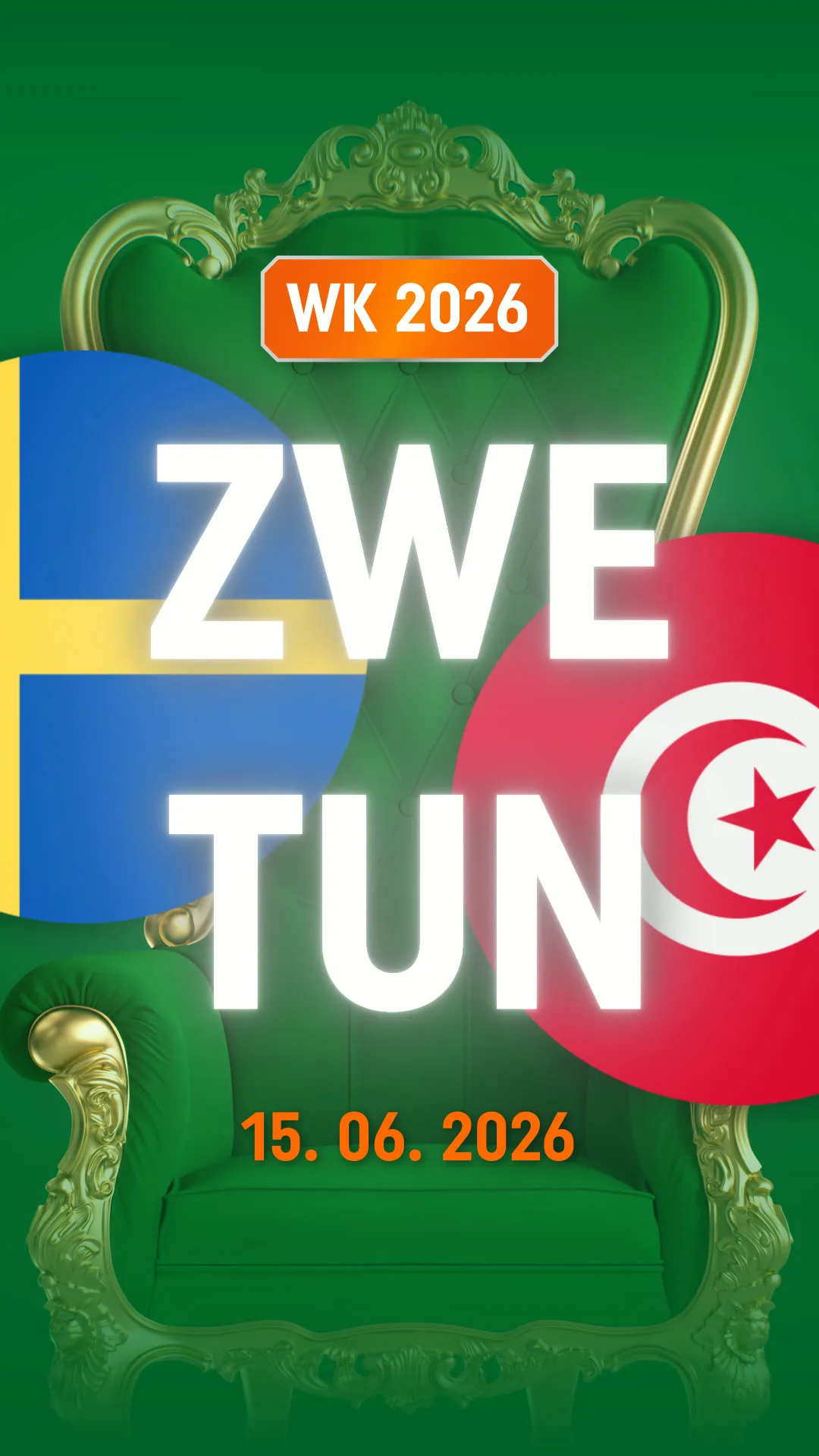 WK 2026 wedstrijd Zweden tegen Tunesië op 15 juni 2026