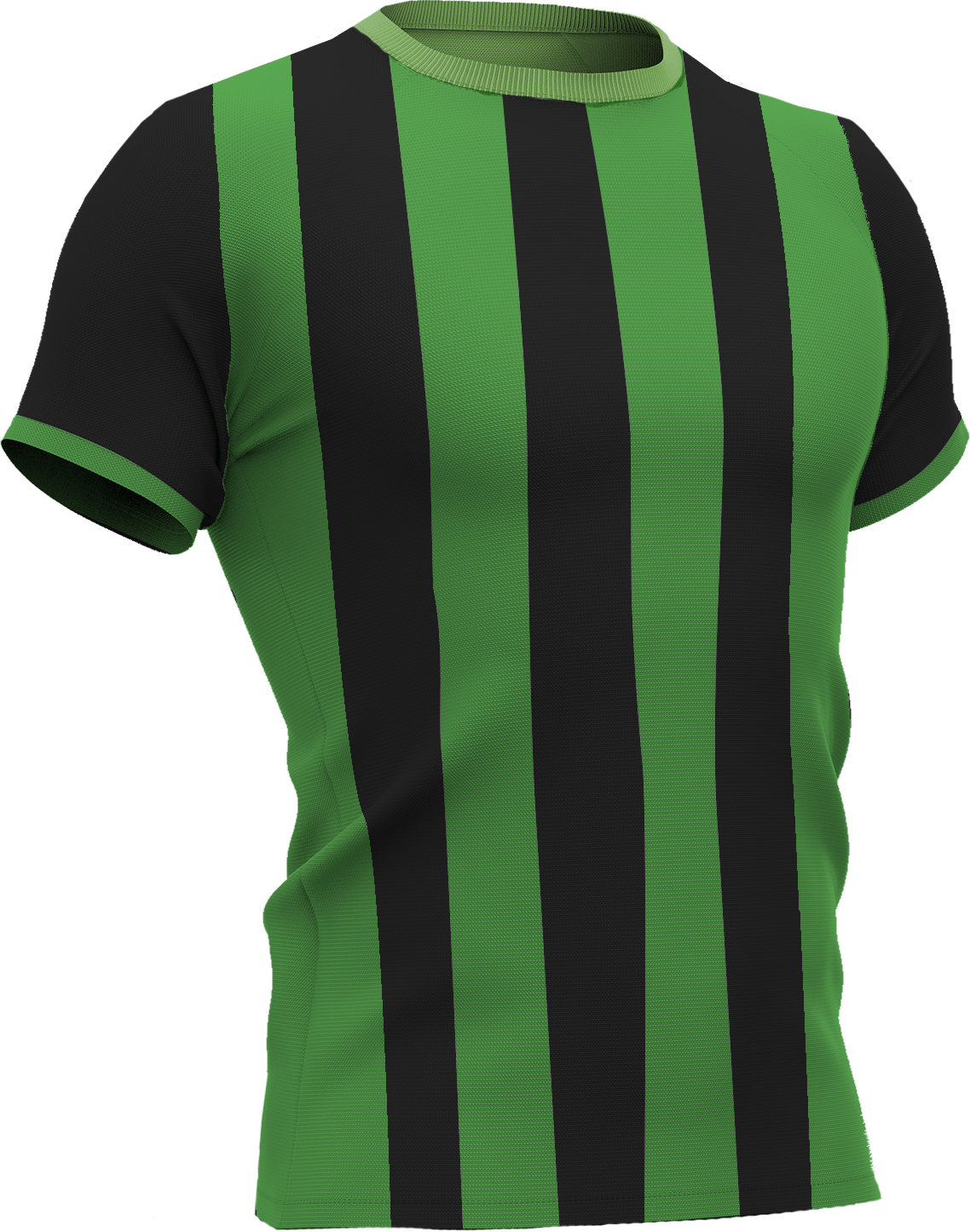 Thuisshirt van Cercle Brugge met brede verticale strepen in groen en zwart.