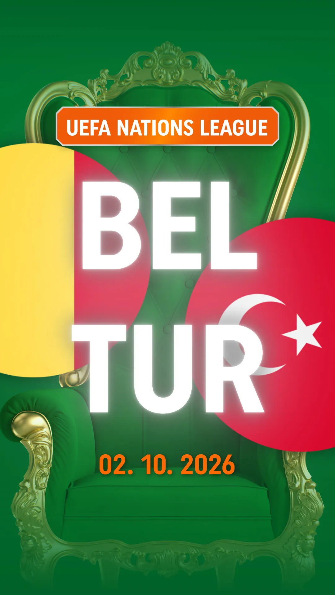 UEFA Nations League wedstrijd België tegen Turkije op 2 oktober 2026