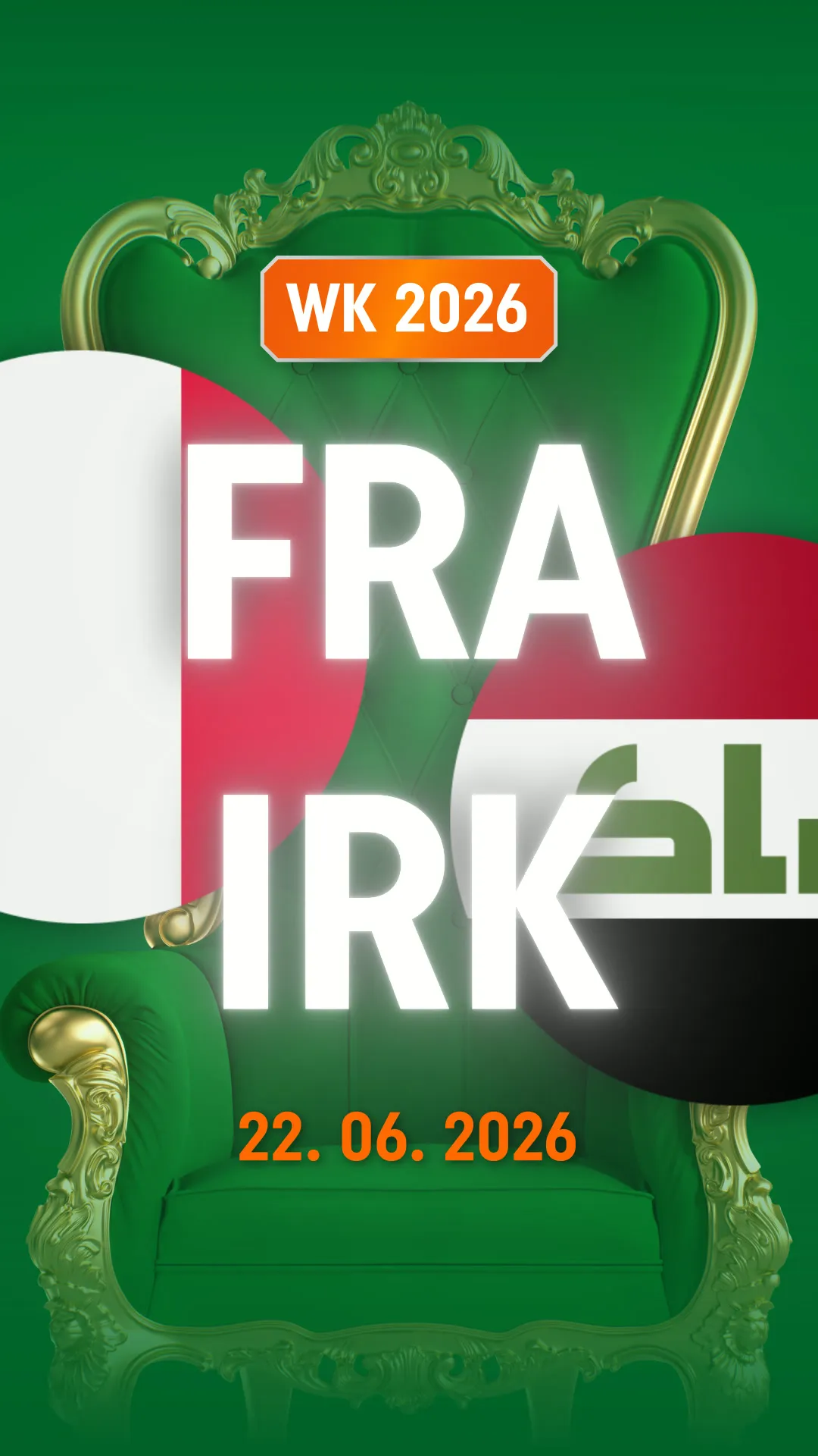 WK 2026 voetbalwedstrijd Frankrijk tegen Irak op 22 juni 2026