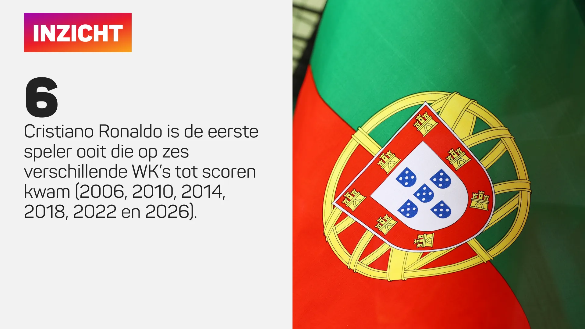 Feit over Cristiano Ronaldo met Portugese vlag op achtergrond
