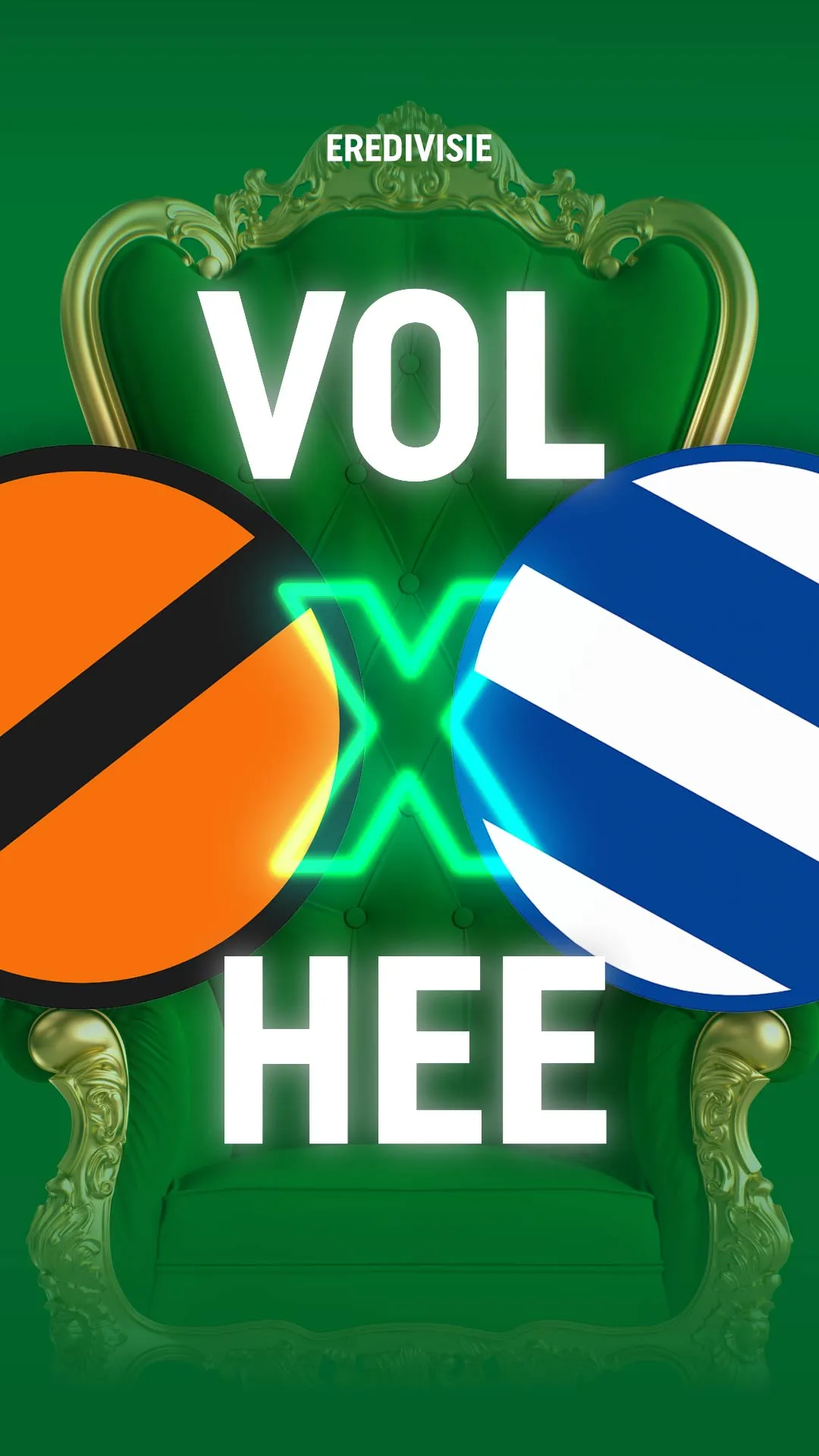 Eredivisie wedstrijd Volendam en Heerenveen met groen gouden stoel