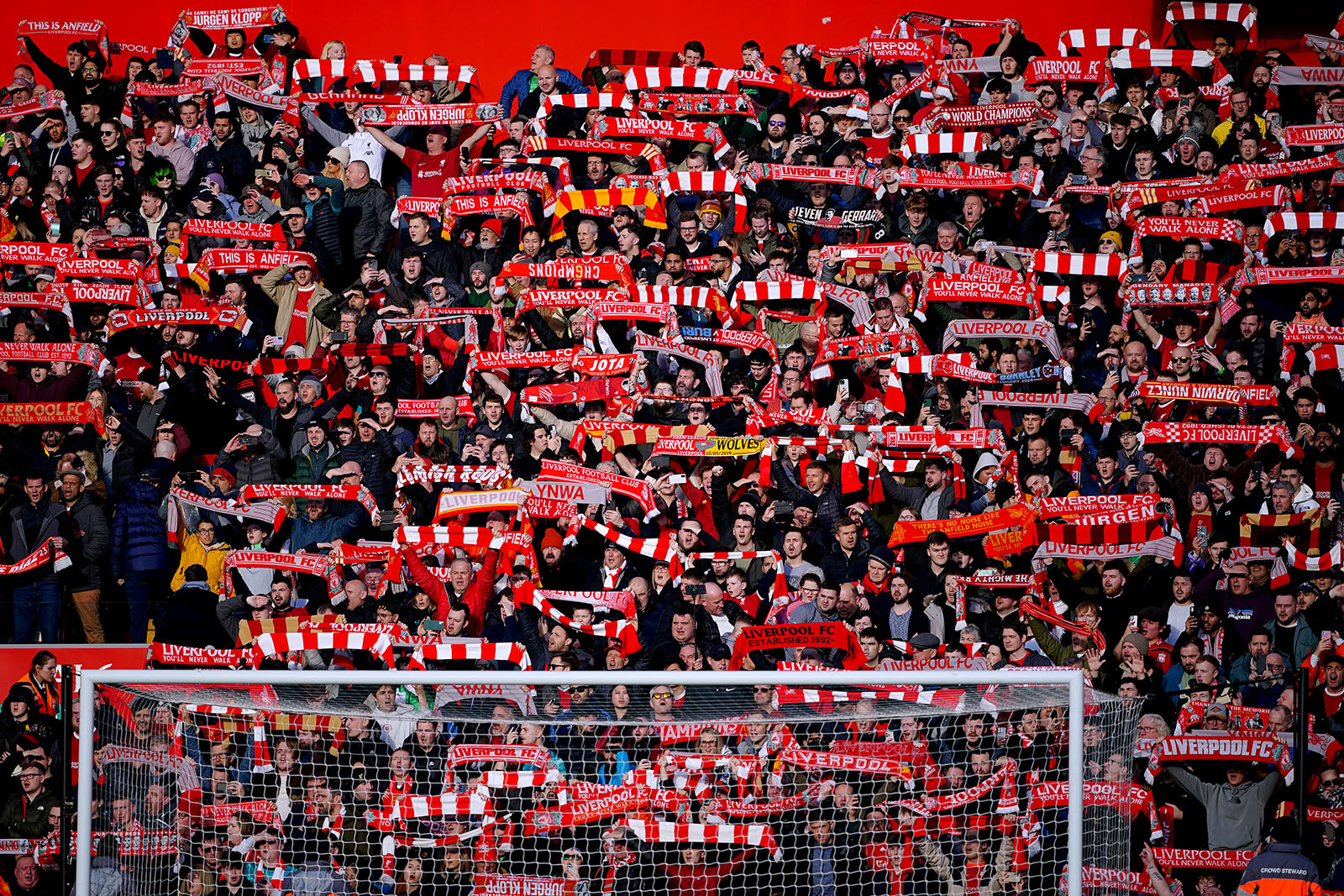 Fans van Liverpool op Anfield Road