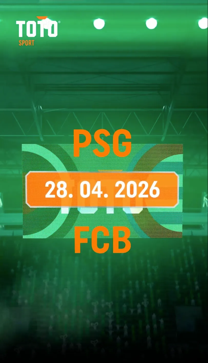 Aankondiging voetbalwedstrijd PSG tegen FCB op 28.04.2026 TOTO Sport