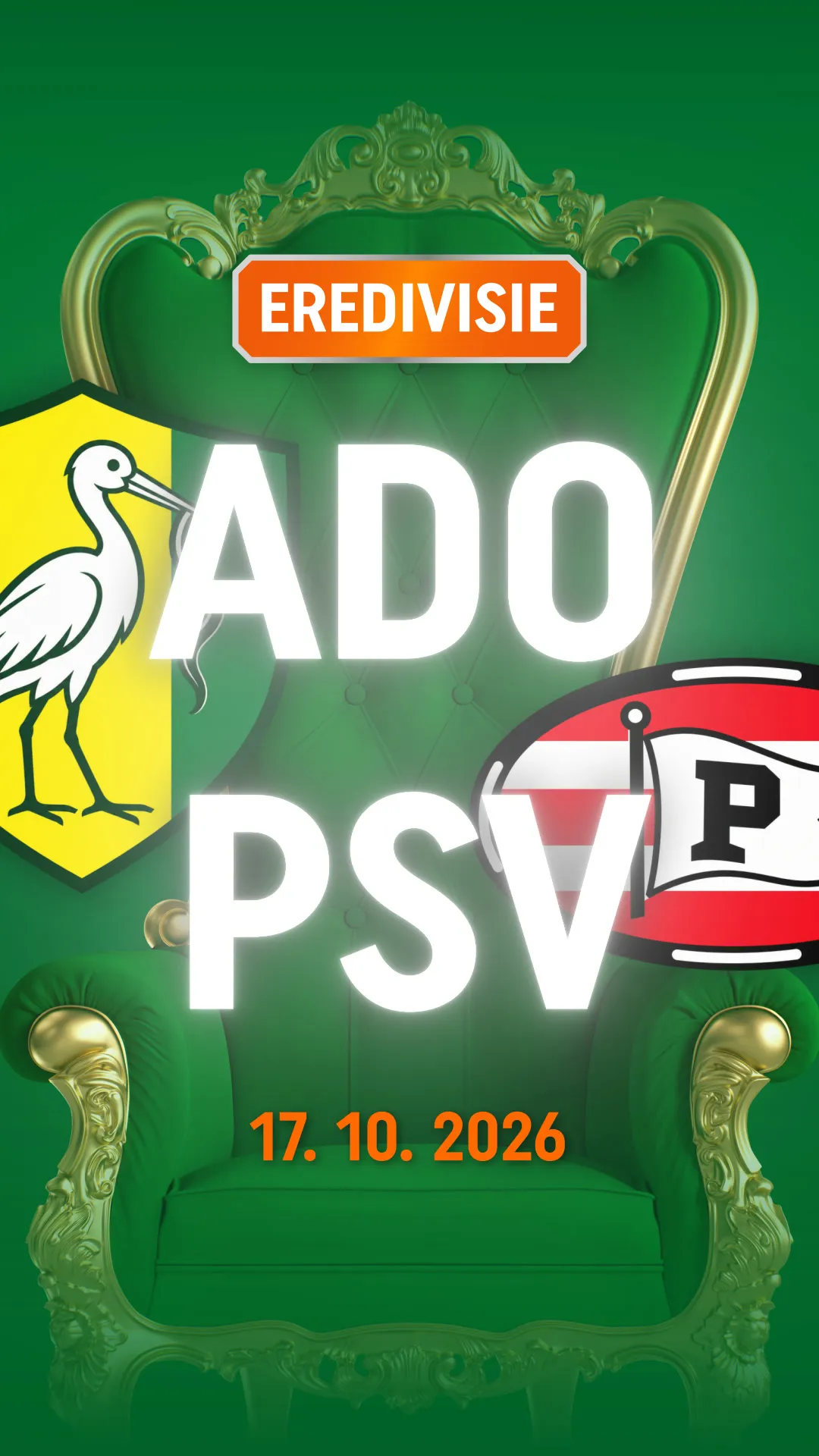 Eredivisie wedstrijd ADO tegen PSV op 17 oktober 2026
