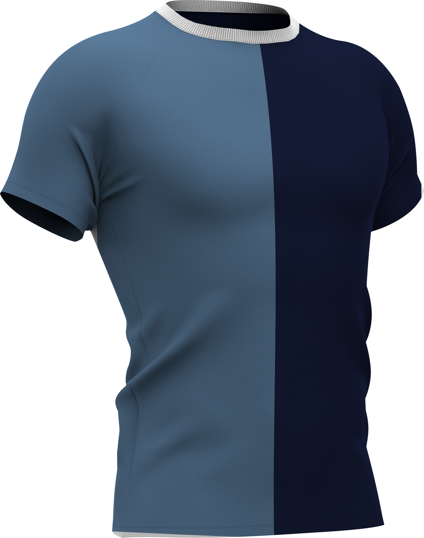 Sport T-shirt in blauw en donkerblauw met ronde hals