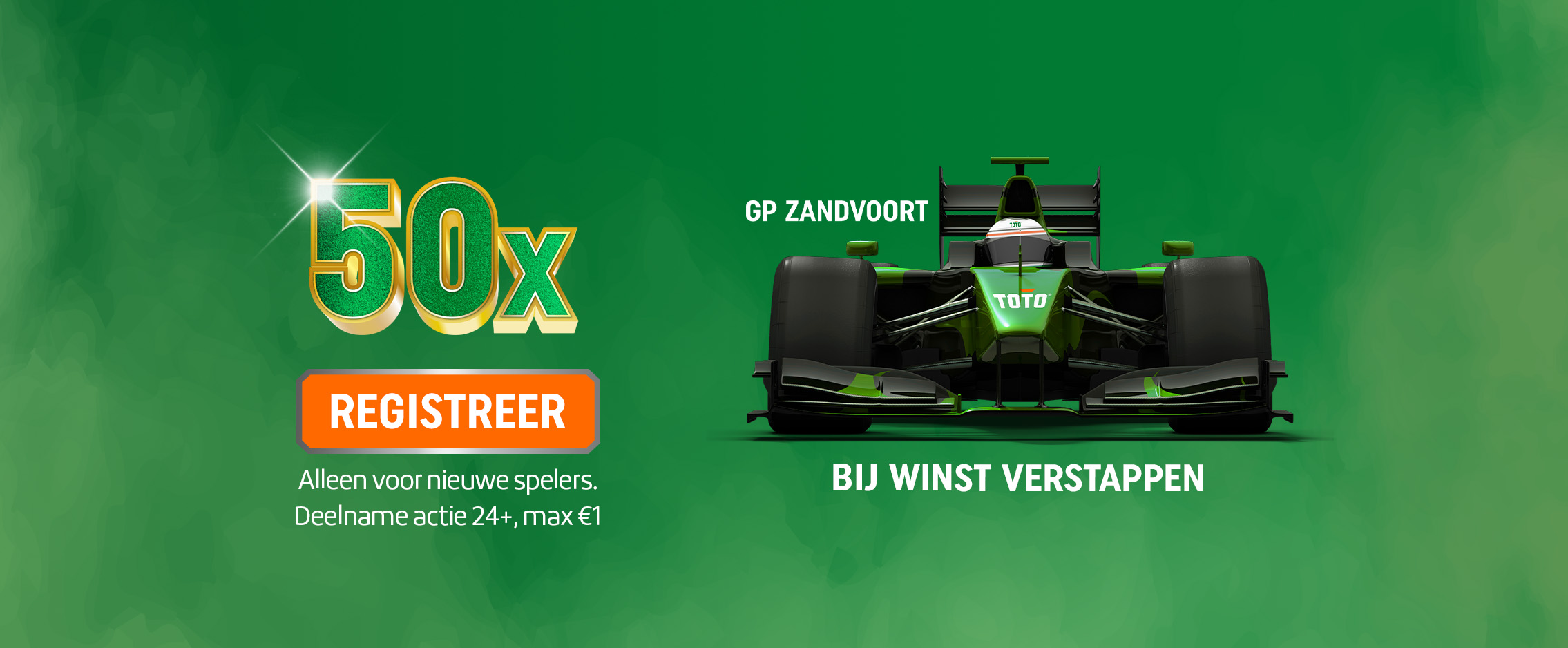 TOTO raceauto met actie 50x je inleg bij GP Zandvoort voor nieuwe spelers