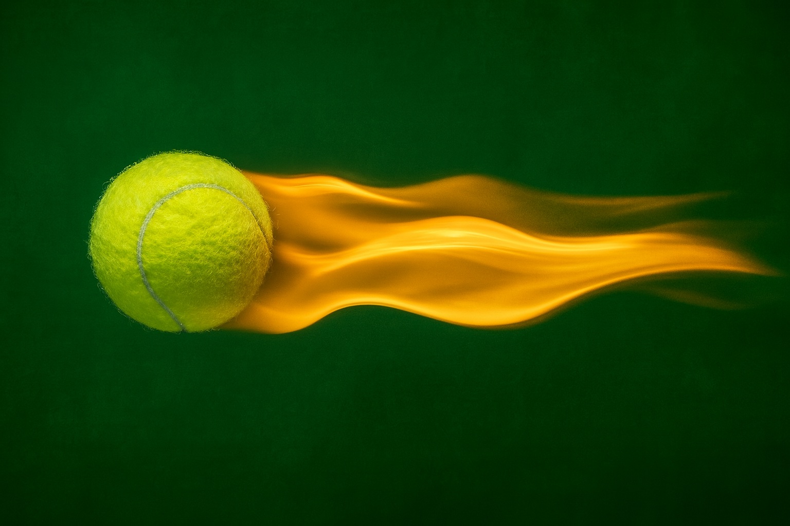 Snelheid van een tennisbal in beweging met een groene TOTO achtergrond