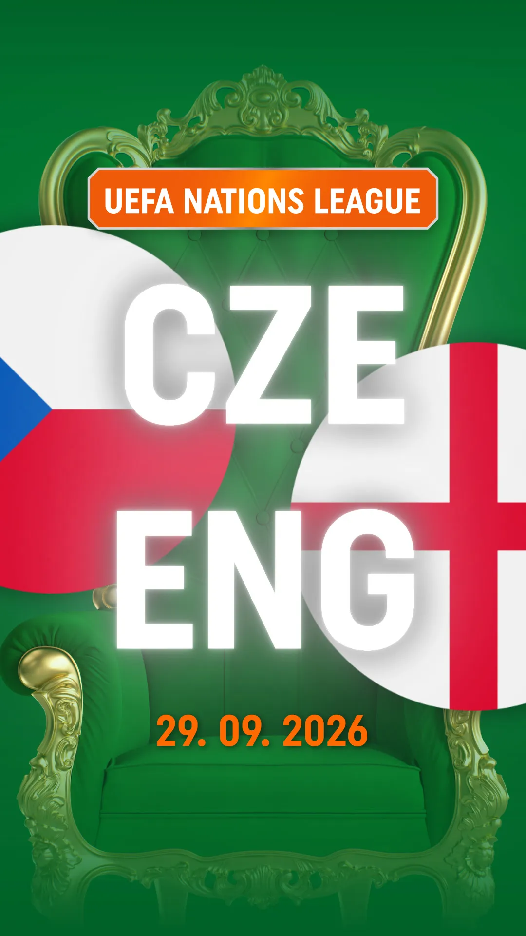 UEFA Nations League wedstrijd Tsjechië tegen Engeland 29-09-2026