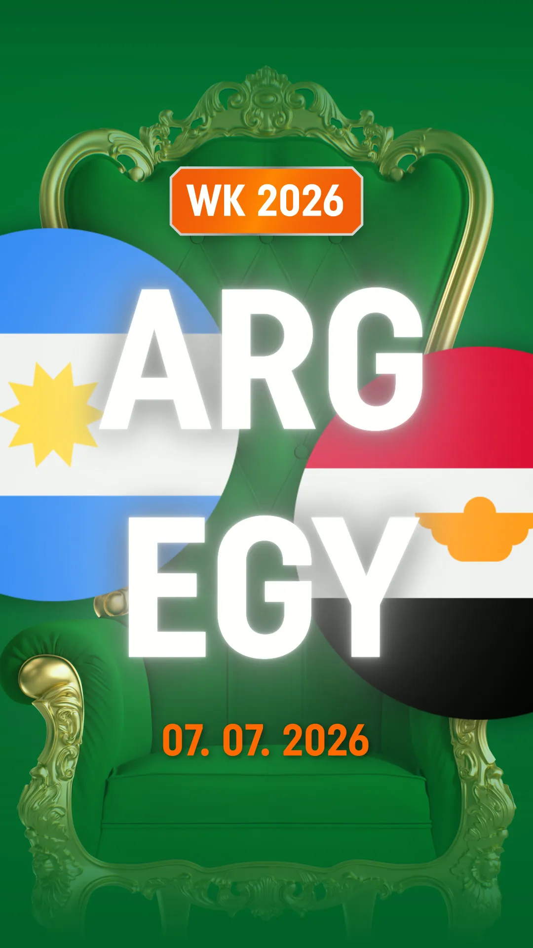 WK 2026 voetbalwedstrijd Argentinië tegen Egypte op 07.07.2026