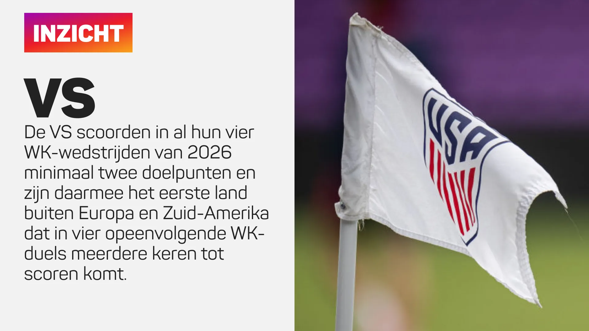 Witte hoekvlag met USA logo op voetbalveld