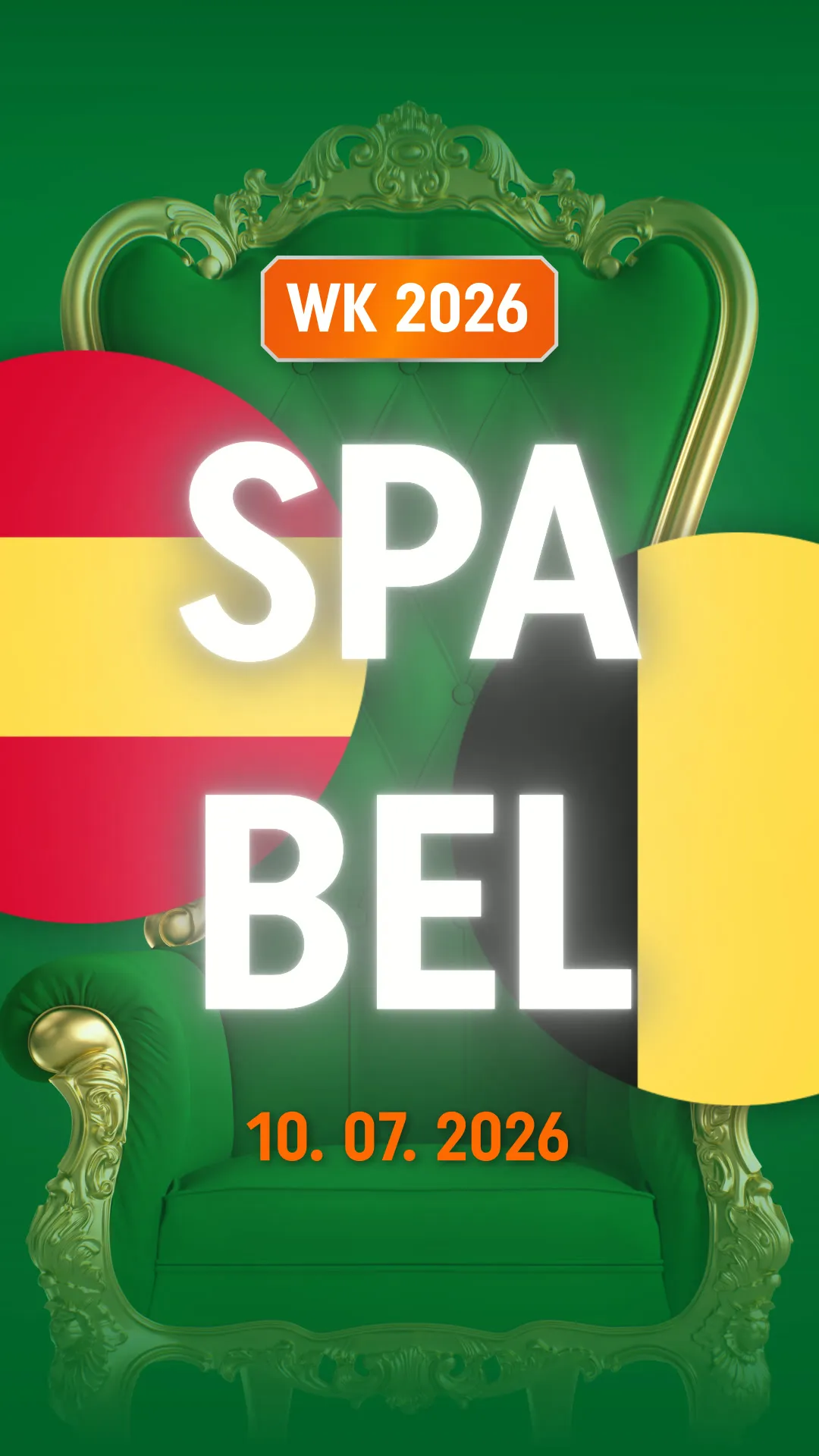 WK 2026 wedstrijd Spanje tegen België op 10 juli 2026