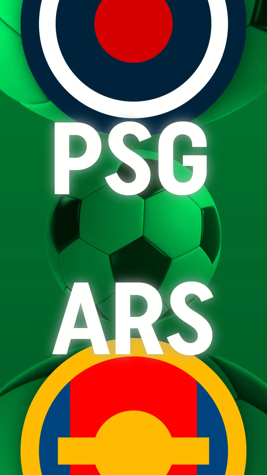 Voetbal met PSG en ARS logo's
