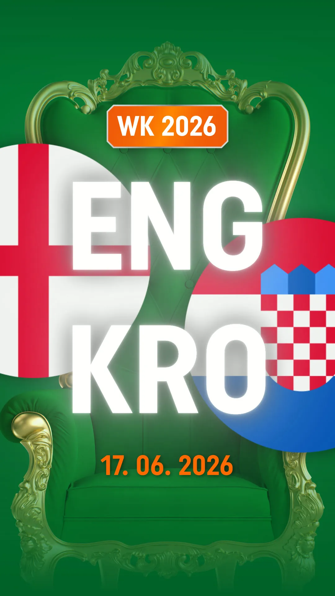 WK 2026 wedstrijd Engeland versus Kroatië op 17.06.2026