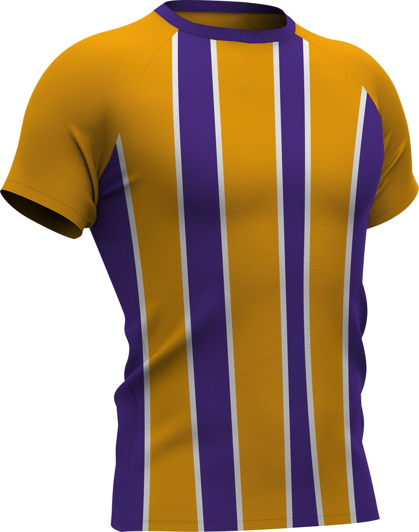 Geel-paarse sportshirt met verticale strepen