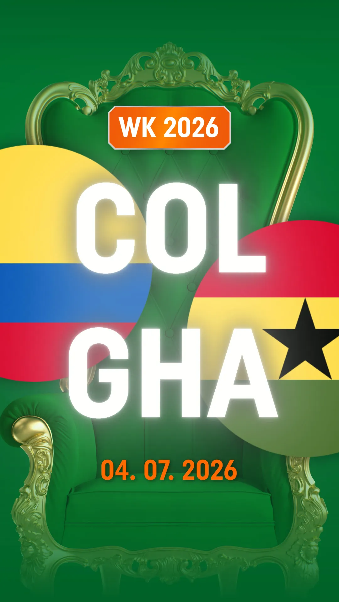 WK 2026 voetbalwedstrijd Colombia tegen Ghana op 4 juli 2026