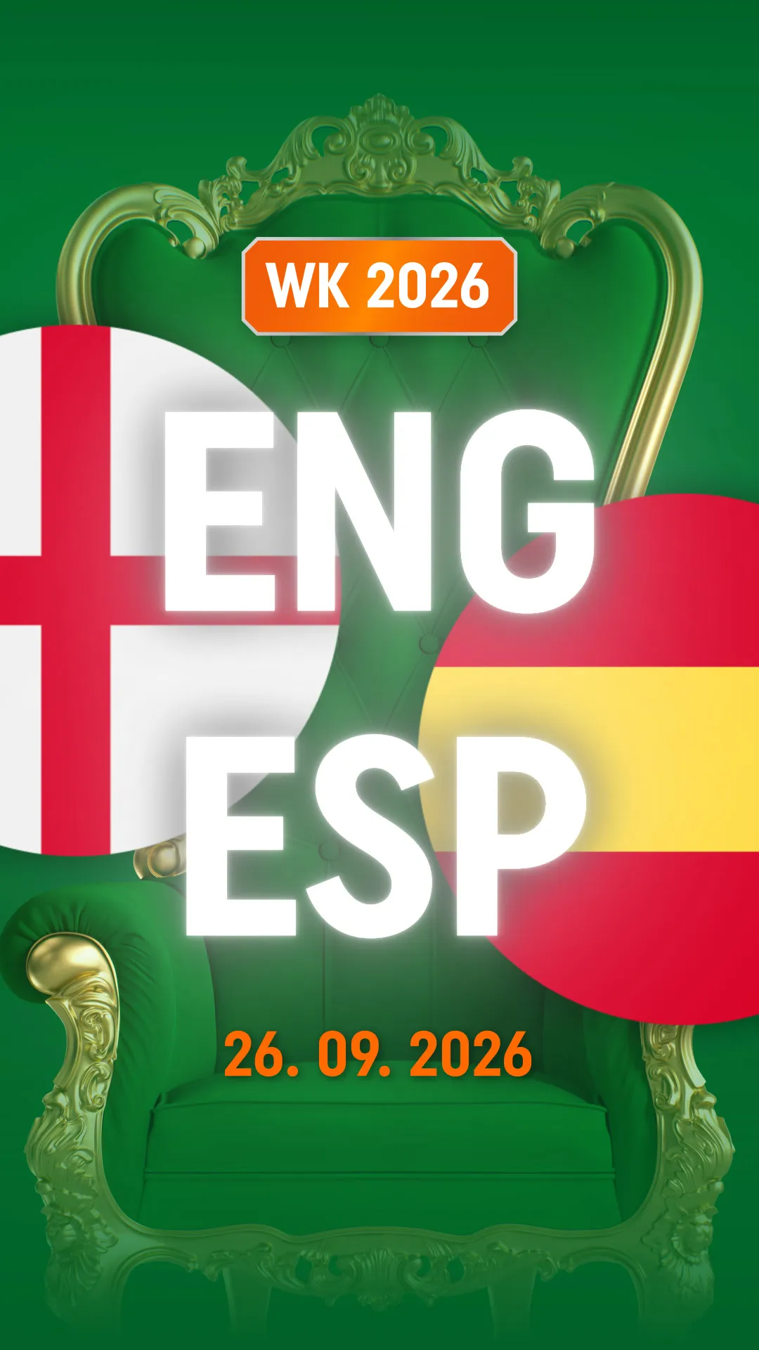 WK 2026 wedstrijd Engeland versus Spanje op 26.09.2026