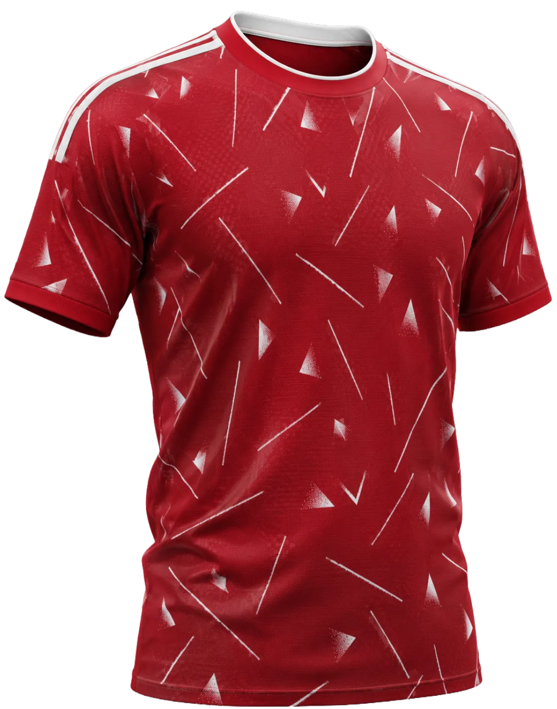 Rood sportshirt met witte patronen