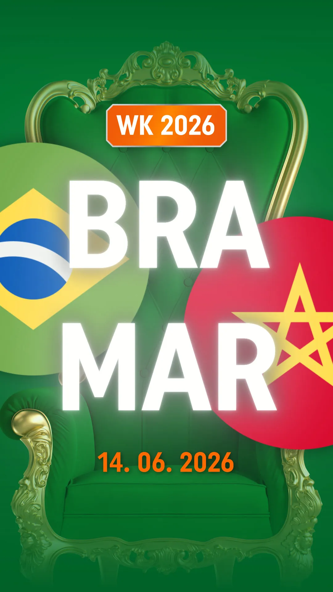 WK 2026 Brazilië tegen Marokko op 14 juni 2026
