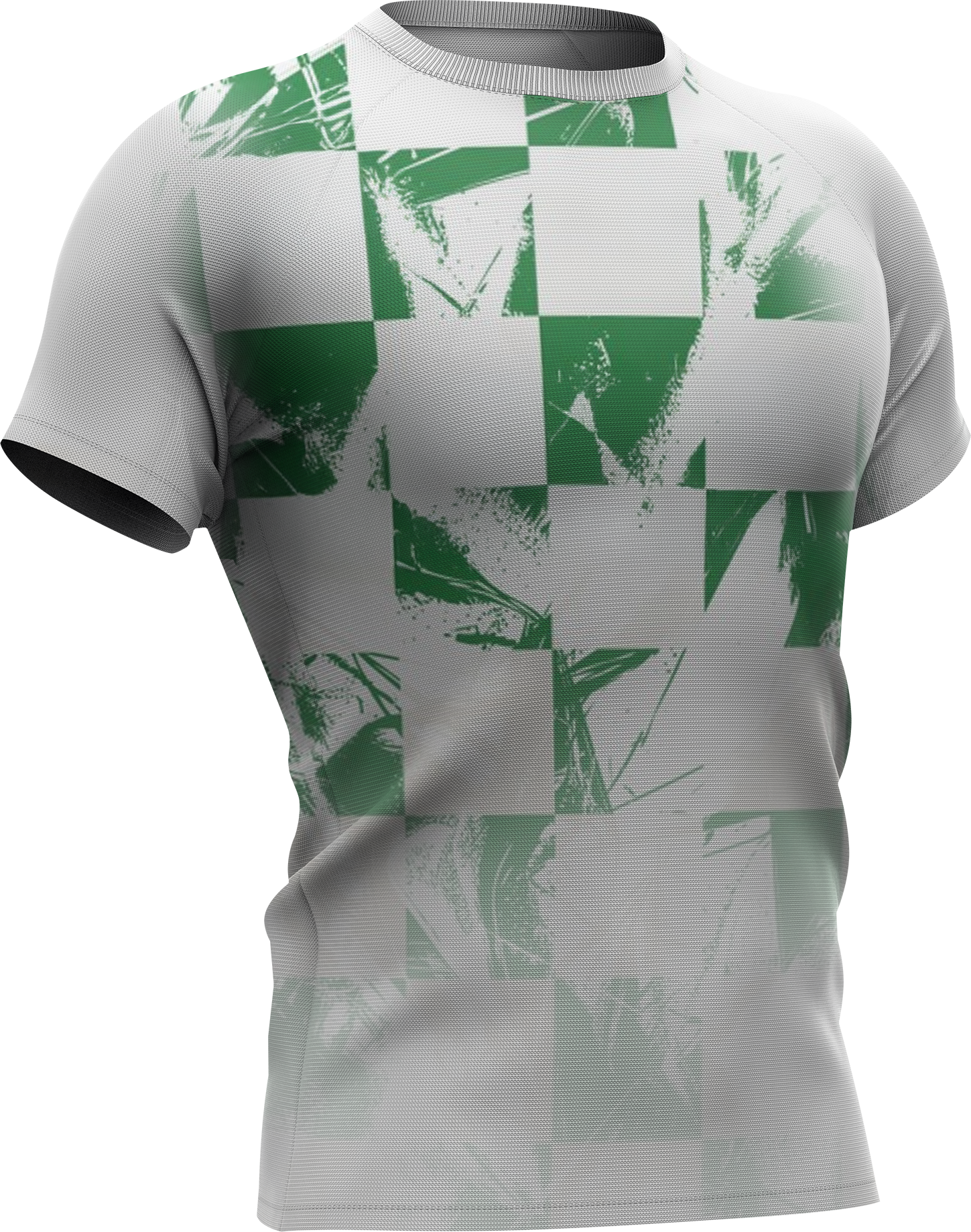 Sportshirt met wit-groene blokkenpatroon