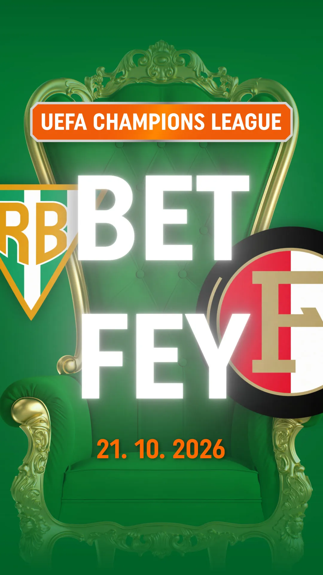 UEFA Champions League wedstrijd Real Betis tegen Feyenoord op 21 oktober 2026