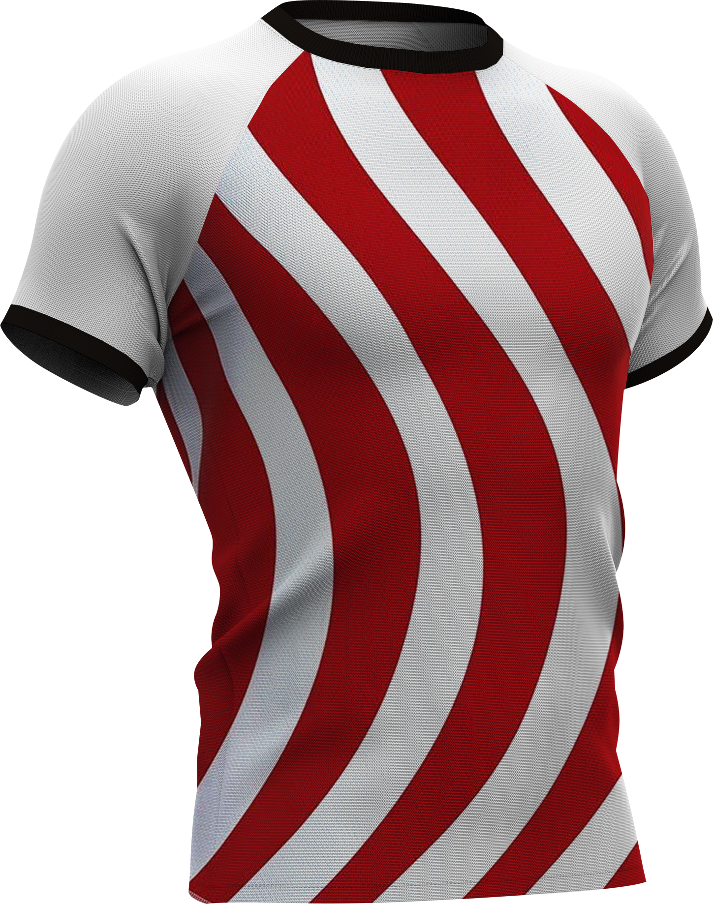Sportshirt met rode en witte golvende strepen