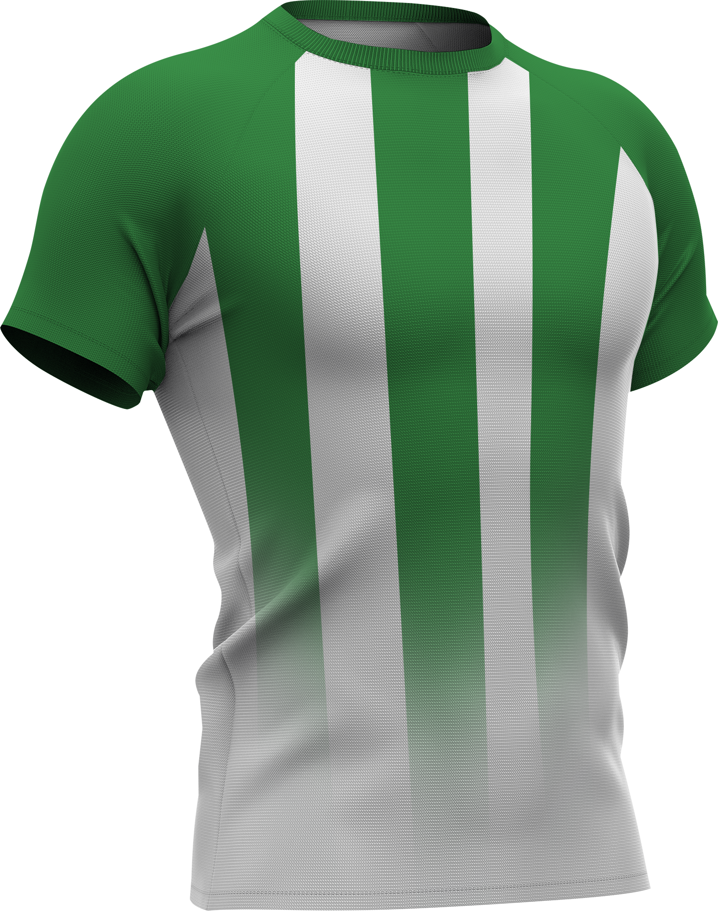 Groen sportshirt met verticale witte strepen