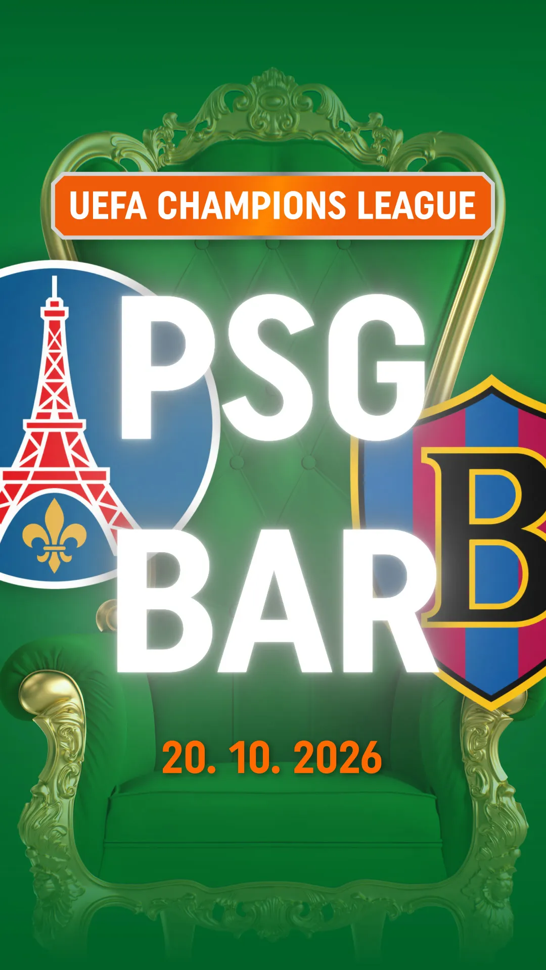 UEFA Champions League wedstrijd PSG tegen Barcelona op 20-10-2026