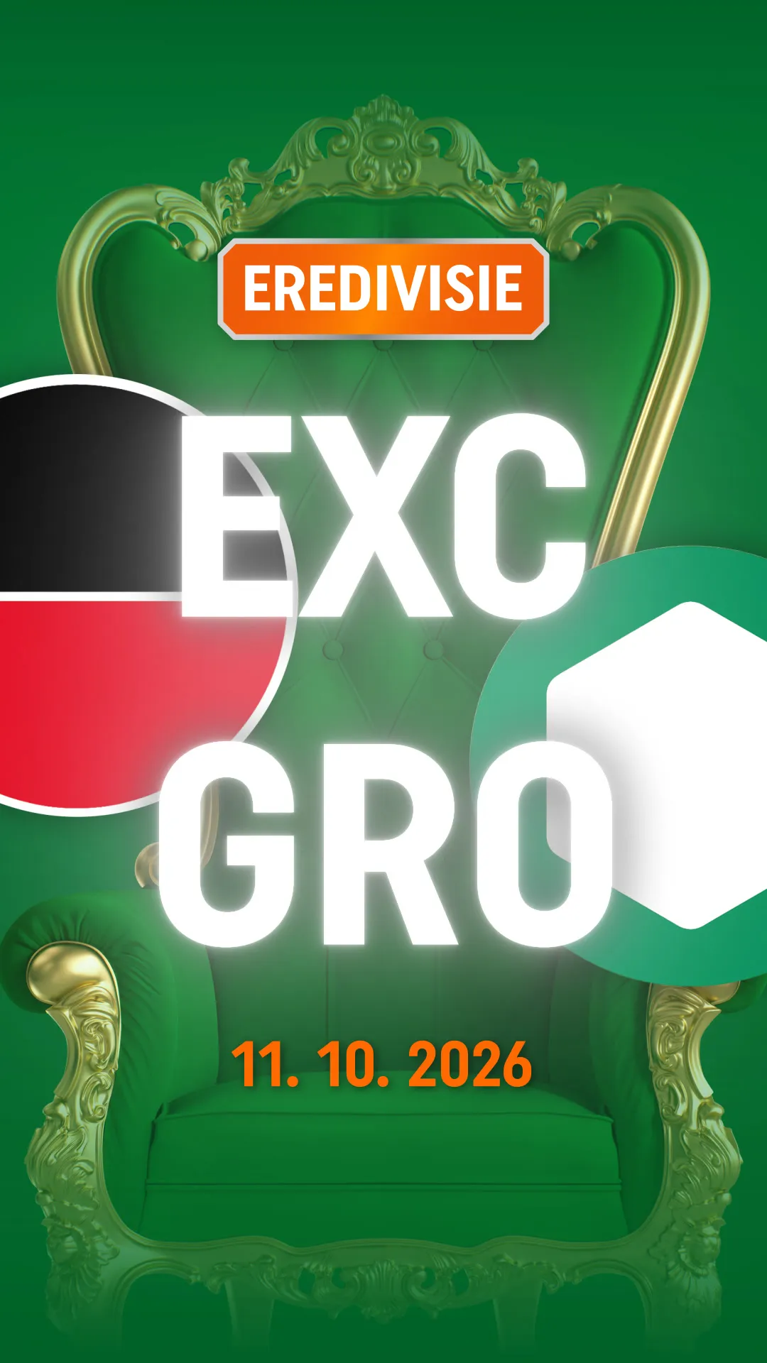 EREDIVISIE wedstrijd EXC tegen GRO op 11.10.2026