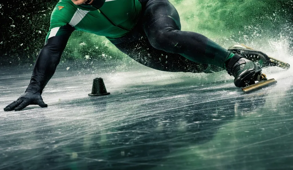 Shorttracker maakt scherpe bocht op ijsbaan