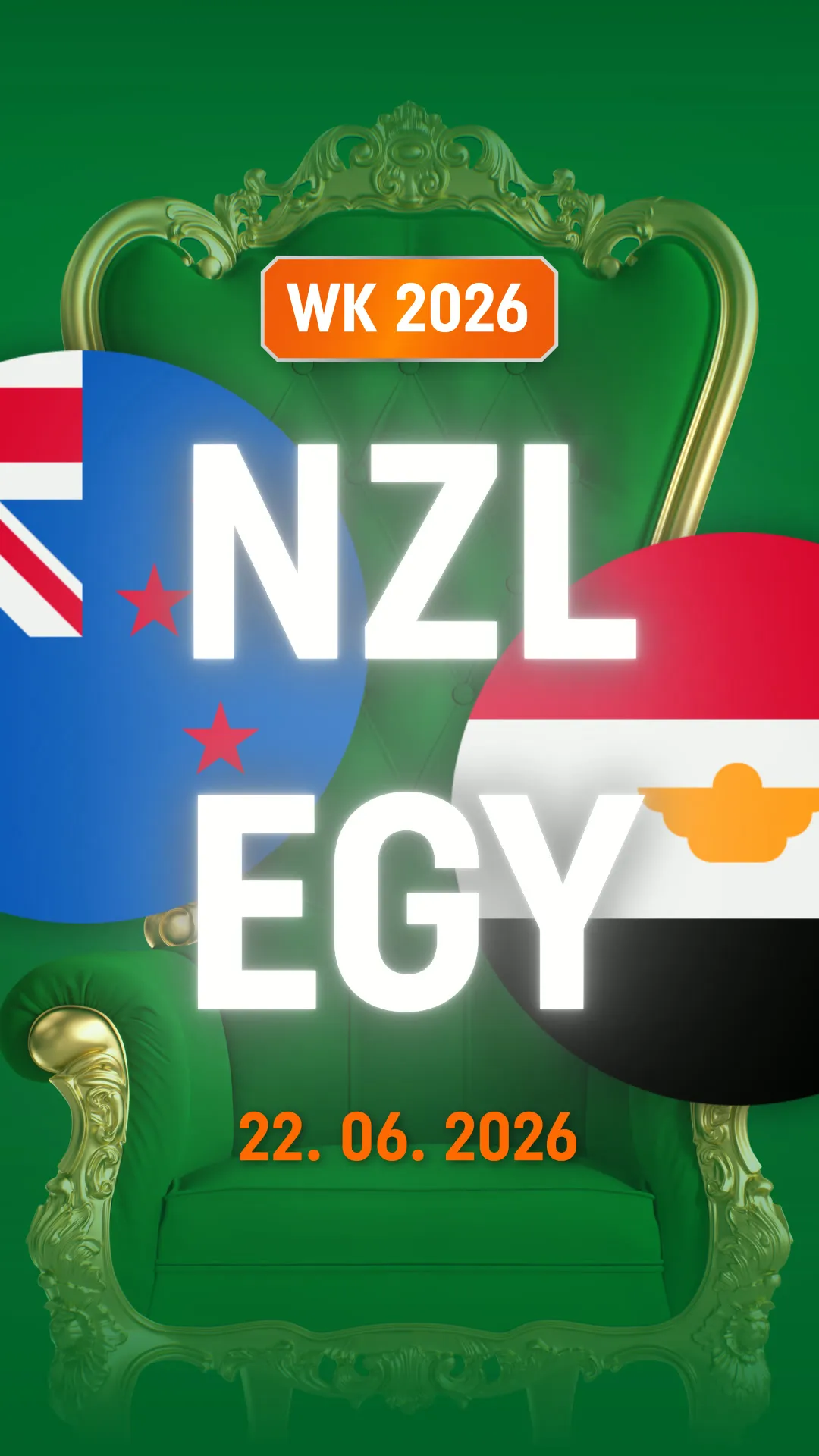 WK 2026 voetbalwedstrijd Nieuw-Zeeland tegen Egypte op 22 juni 2026