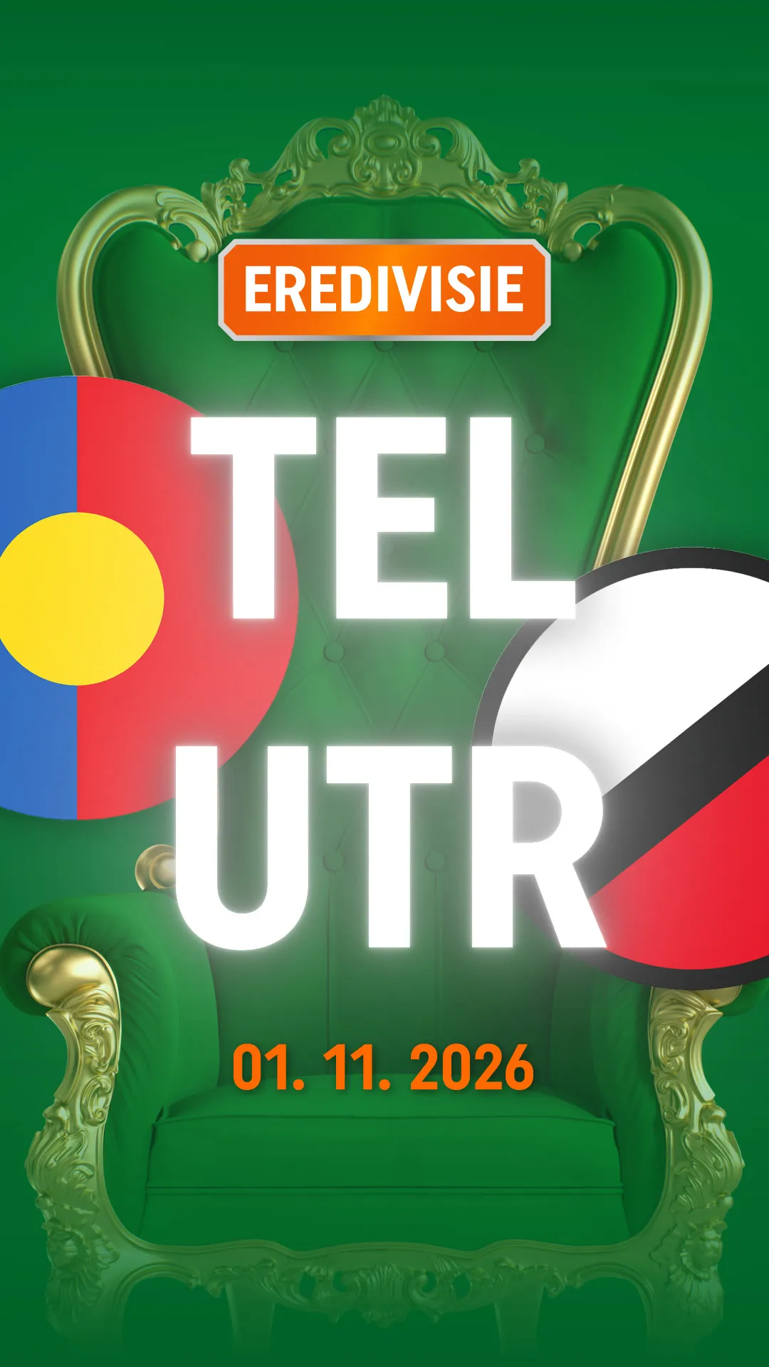 Eredivisie wedstrijd Telstar tegen Utrecht op 1 november 2026