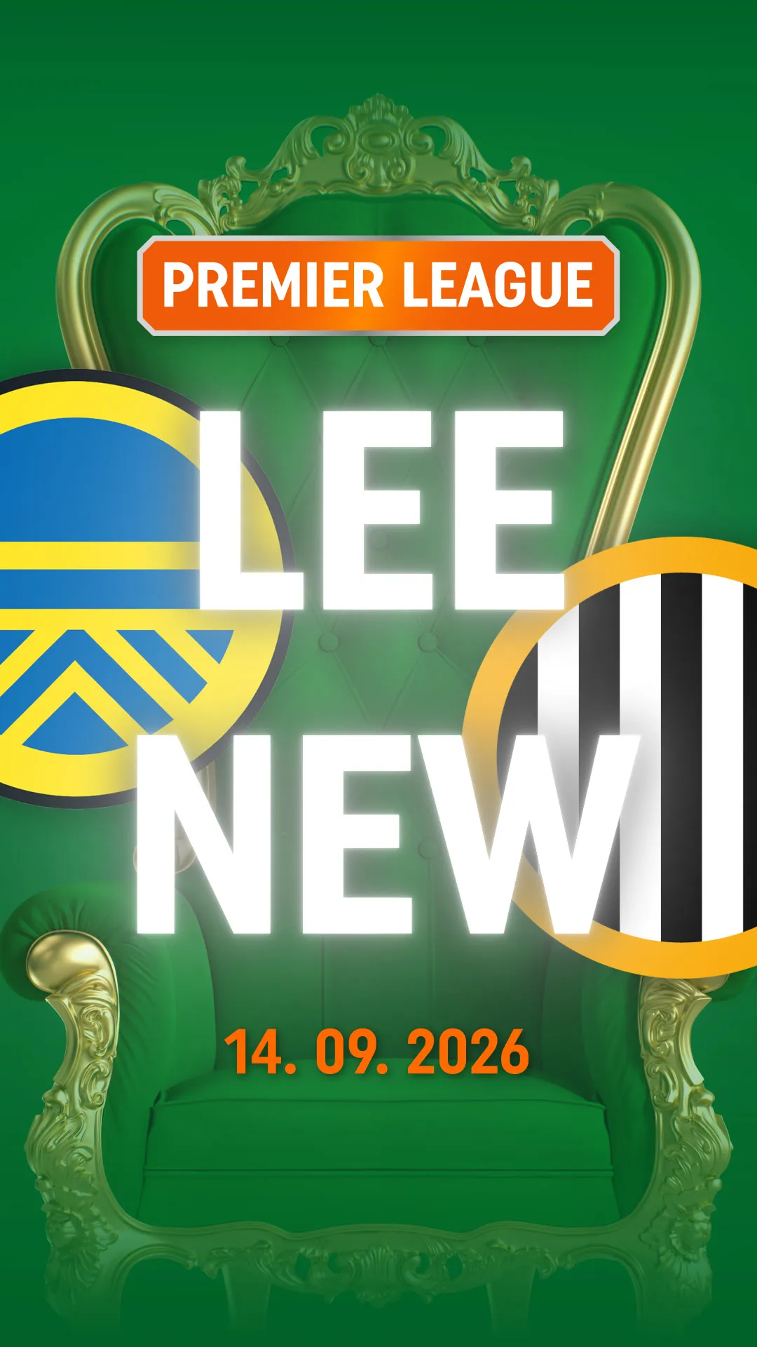 Premier League wedstrijd Leeds United tegen Newcastle United op 14 09 2026